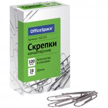 Скрепки 28мм, OfficeSpace, 100шт., карт. упак.